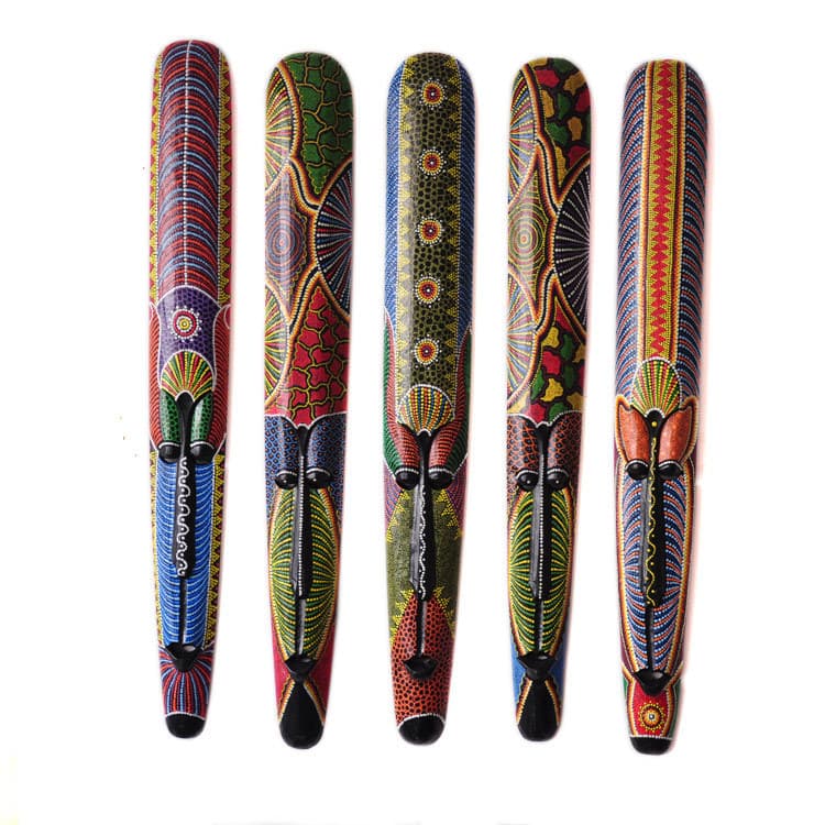 Southeast Asian Wooden Hand-painted Mask Wall Hanging Decorations For Hotels Living Rooms Face Masks Dongba Mask Wall Decor