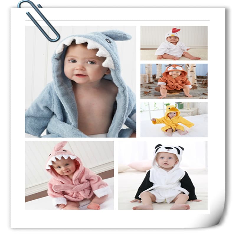 40 Cotton Children's Bathrobe Animal Shape Baby Hooded Absorbent Wearable Towel Baby Home Clothing Factory Wholesale