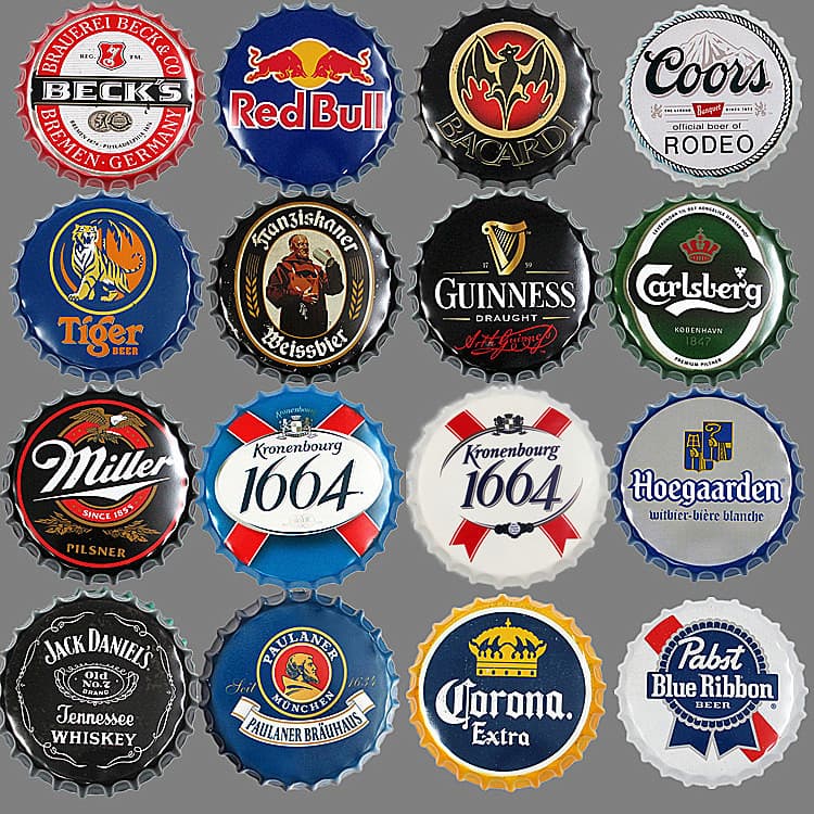 American Retro Beer Cap Hanging Ornament Iron Art Wall Decor, Creative European and American Tin Sign Decorative Craft