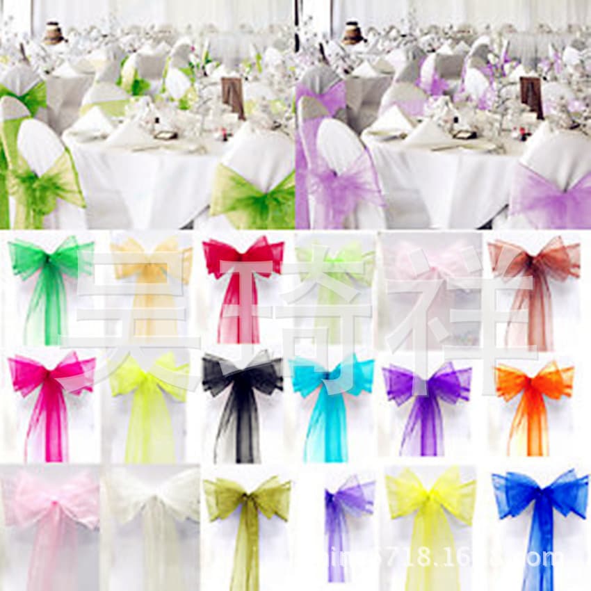 Chair Sash Chair Back Sash Organza Roll Decorative Bow Wedding Chair Back Flower Strap Glass Yarn Streamer Chair Cover