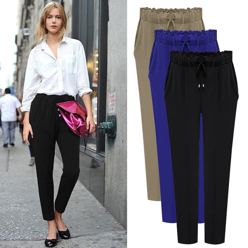 New Summer Loose Harem Pants Plus Size Women's Pants for 200 lbs Slimming Casual Pants Stretchy Capri Pants