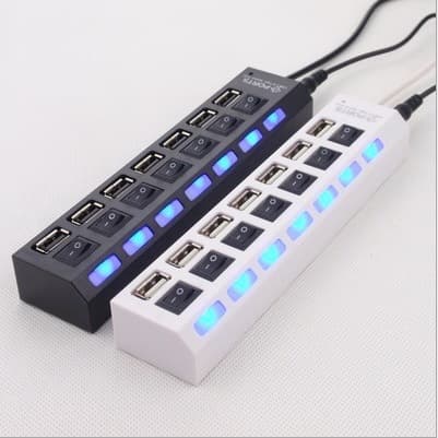 7-port USB hub with independent switch, 7-way expansion splitter, 7-hole USB hub