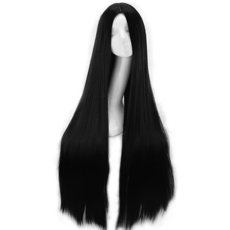 Black Middle Part Long Straight Cosplay Wig for Women 100cm Anime Fake Hair That Can Be Dyed And Permed Any Skin Tone Any Face Shape