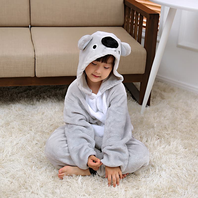 Cross-border Stock New Pajamas Cartoon Conjoined Gray Koala Cute Couple Pajamas Homewear Factory Direct Sales
