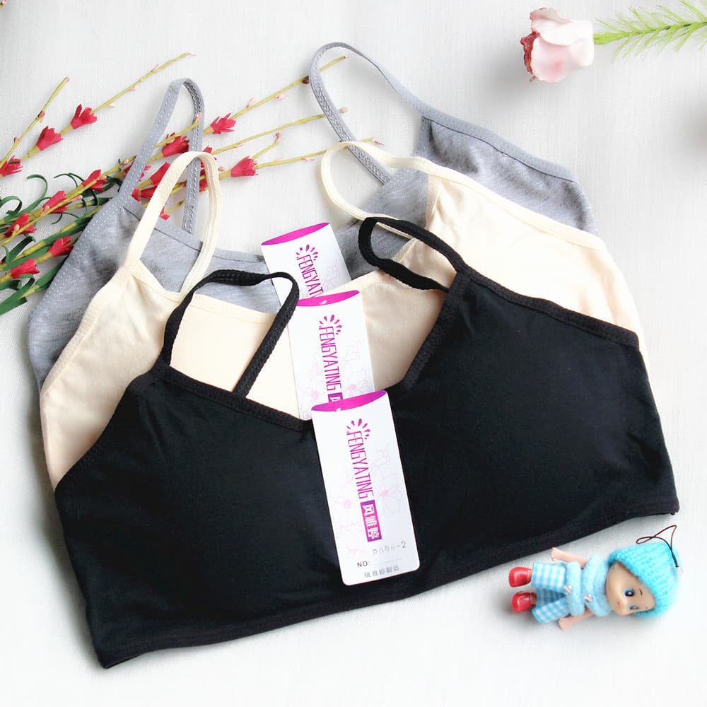 Comfortable Strap Sports Cotton No Steel Ring Vest Style Student Bra Girls Puberty Period Thin Strap Underwear