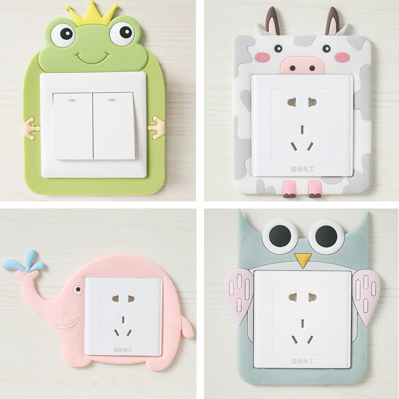 No-Paste Cartoon Soft Glow-in-the-Dark Switch Stickers, Socket Decor Protectors, Washable 86-Type