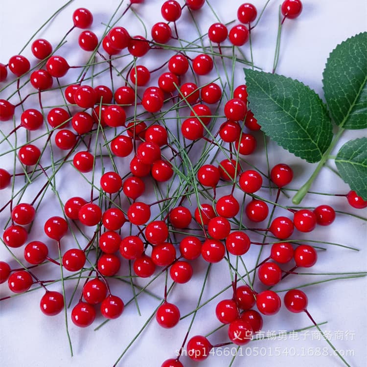 10mm Simulated Red Berries - Wedding candy box accessories, DIY Christmas red berries, cherry-like decorations in stock