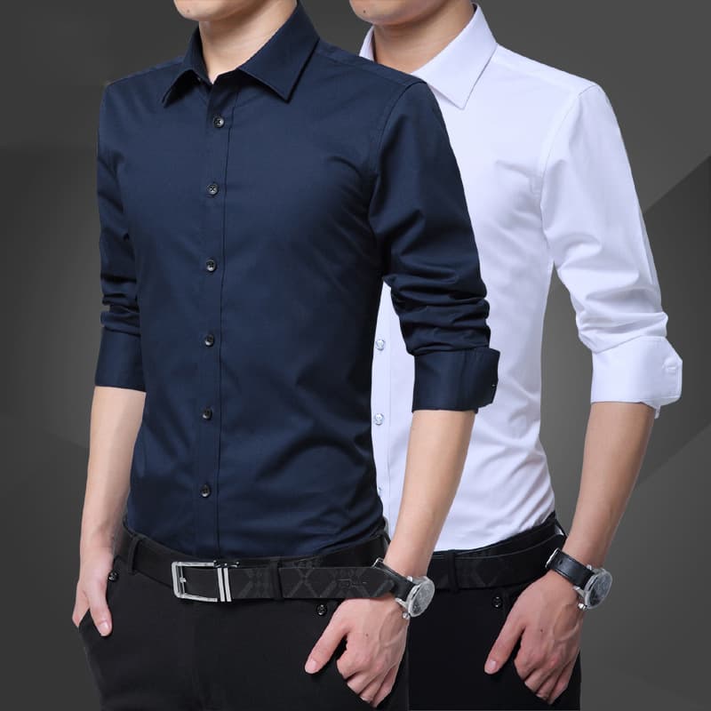 2023 Autumn New Men's Long Sleeve Shirt Business Professional Wrinkle-Free Workwear Small Collar Shirt