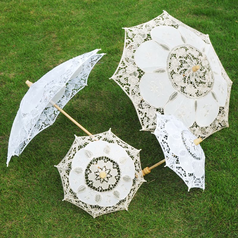 Manufacturer Wholesale Handmade White Decorative Craft Umbrella: Western-style Socialite Stage Performance Lace Umbrella, Photography Bride Umbrella
