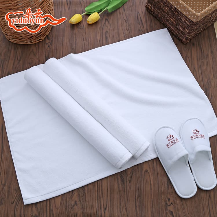 Star-rated hotel pure cotton bath mat, thickened homestay non-slip foot pad, wholesale all-cotton rug with embroidered logo