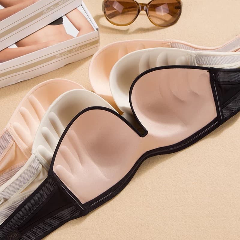 Miracle Smooth Strapless Bra Lace Push-Up Invisible Anti-Exposure Summer with Palm