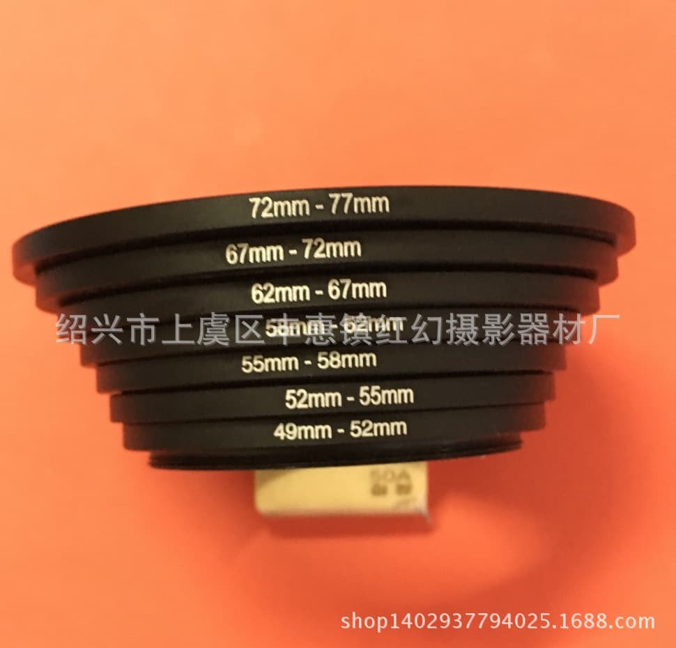 7-Piece Lens Conversion Ring Set, Step-Up/Down Ring, 49-52-55-58-62-67-72-77, 42g