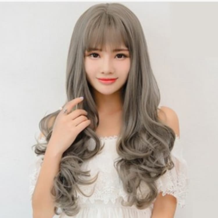 Wholesale Women's Wig Full Hairpiece Long Curly Wig with Air Bangs Micro-Curl Realistic Hair