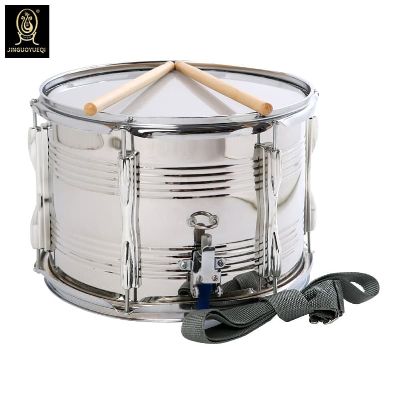 Golden Fruit Musical Instrument High Bucket Skis Drum 13 Inch Skis Drum Student Team Drum Stainless Steel Skis Drum Musical Instrument Double Tone Drum