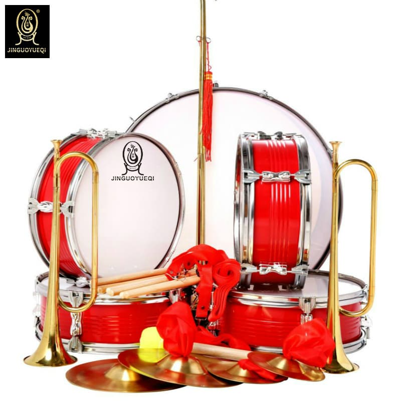 Jinguo Musical Instrument 13 Inch 22 Inch Red High-Grade Steel-Edge Big Sing Drum Brigade Drum Young Pioneers Big Drum