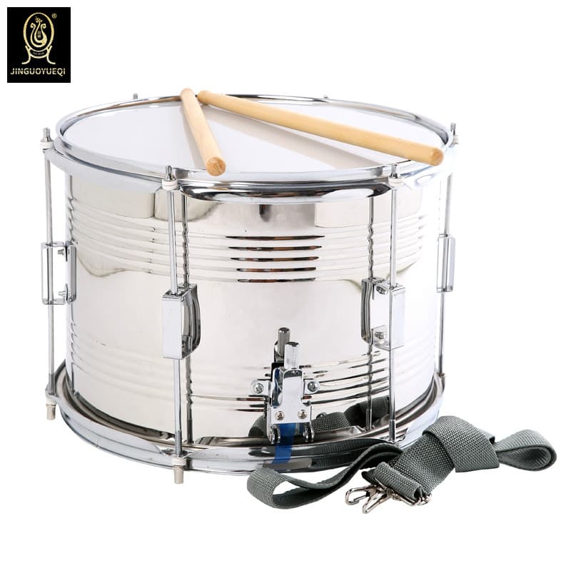 Golden Fruit Musical Instrument High Bucket Skis Drum 13 Inch Skis Drum Student Team Drum Stainless Steel Skis Drum Musical Instrument Double Tone Drum