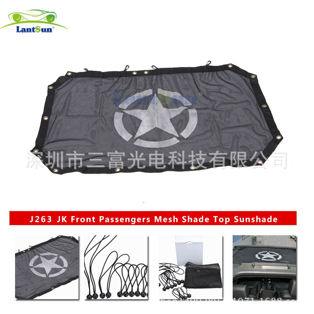 Compatible with Wrangler 2-Door 4-Door Soft Top Sun Shade Mesh Sunroof Cloth Top J263 Manual Panoramic Waterproof Sun Visor