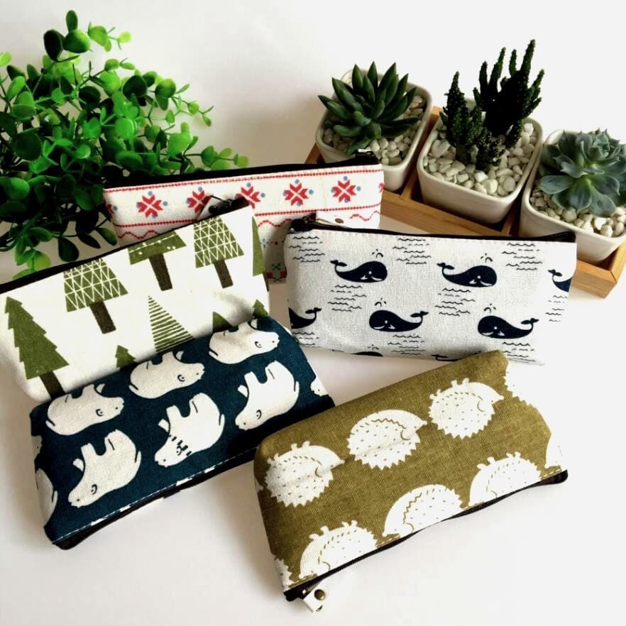 New Creative Cotton Linen Student Pencil Case Korean Forest Pencil Pouch School Stationery Pencil Bag Wholesale