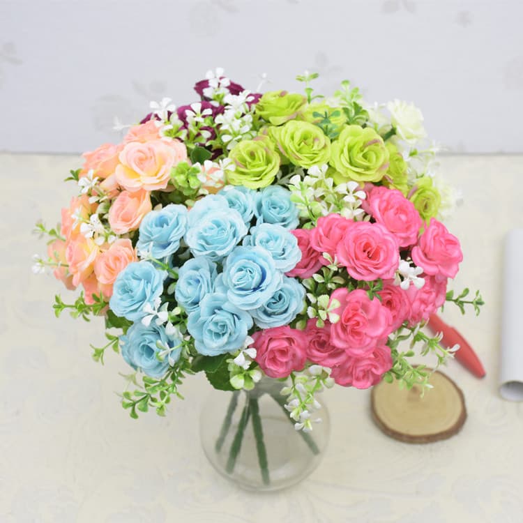 Korean Style Miniature Simulation Flower 5 Prong 15 Head Home Decoration Wedding Scene Artificial Flower