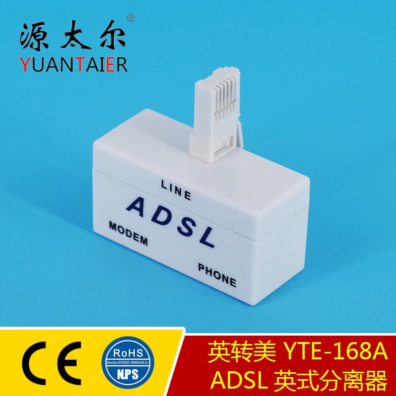 ADSL UK splitter, DSL UK to US voice splitter, UK to US telephone network signal splitter
