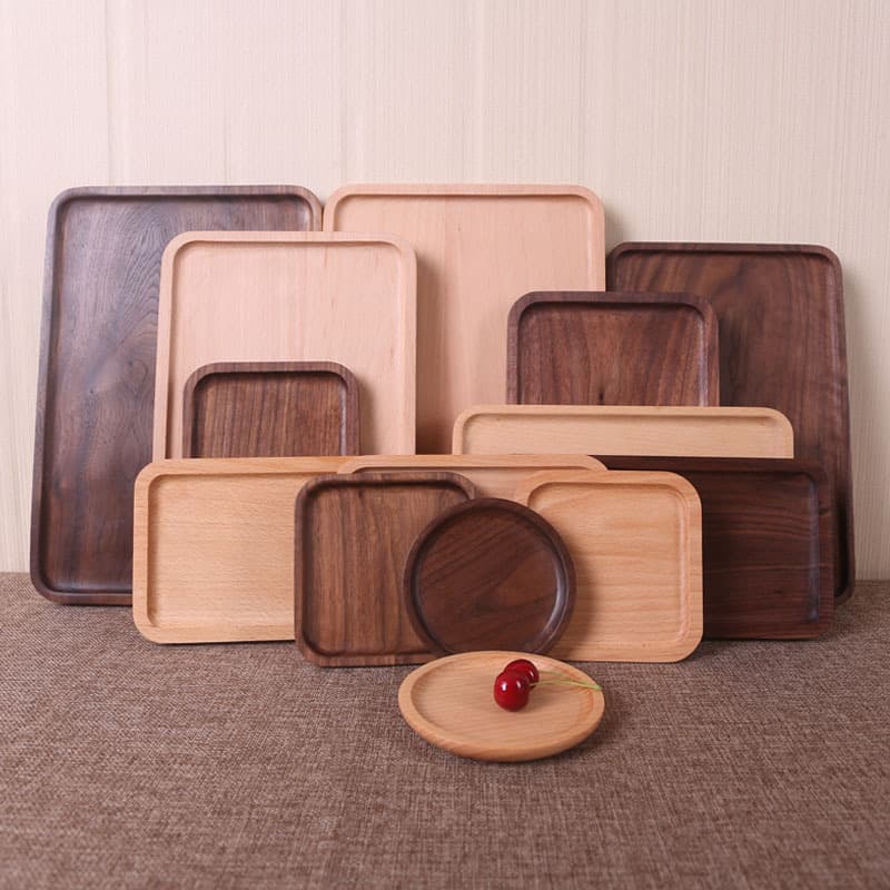 Beech, Black Walnut, Ebony Wood Solid Wood Coasters, Wooden Tray Crafts Processing, Custom Engraved Phone Stands