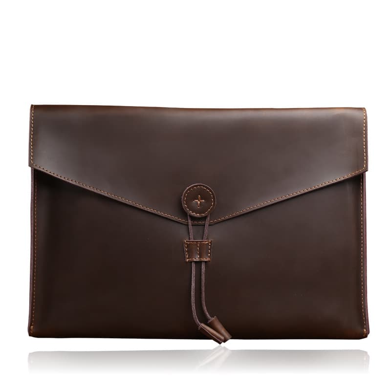 Source Factory Genuine Leather Business Briefcase A4 Paper Large Capacity Document Office Bag Crazy Horse Leather Bag Dropshipping