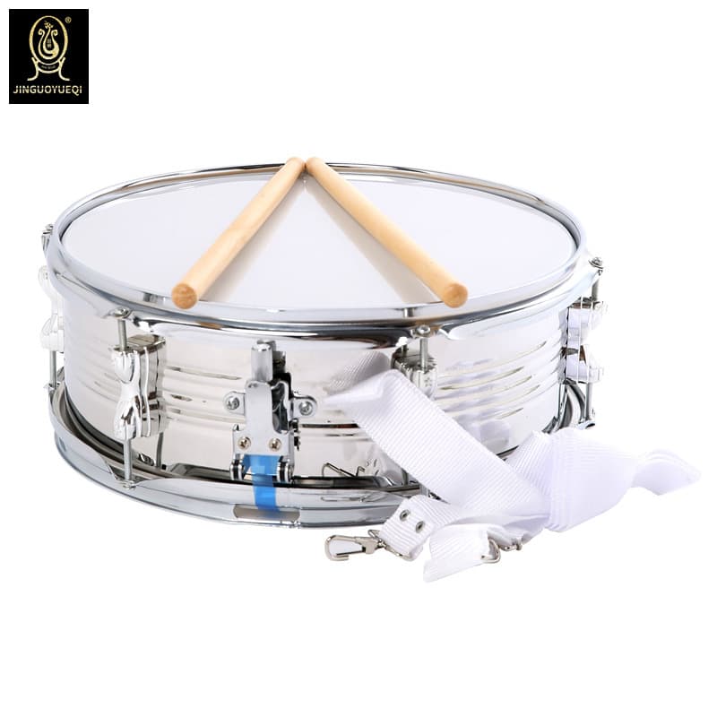 Jinguo musical instrument manufacturers supply 13-inch stainless steel snare drum double-tone drum team drum student drum high-grade type