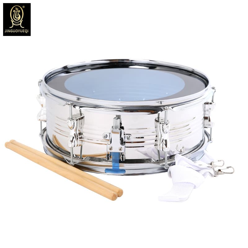 Jinguo musical instrument manufacturers supply 13-inch stainless steel snare drum double-tone drum team drum student drum high-grade type