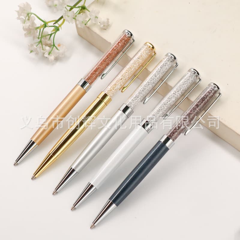 Flat top rhinestone pen crystal pen new rotating ballpoint pen metal signature pen advertising pen gift pen souvenir