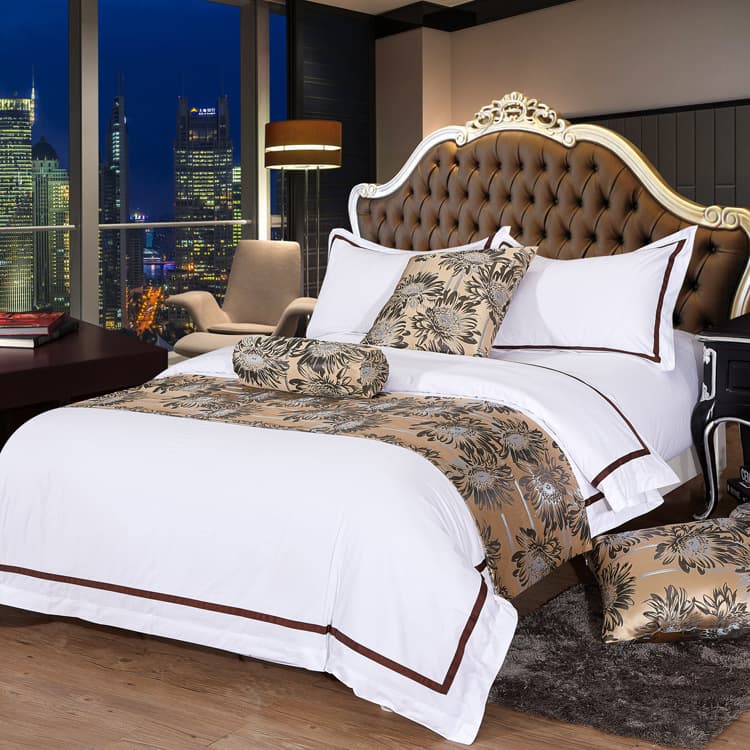 Hotel set pure cotton 60s high-count high-density sateen linen hotel all-cotton mattress white sheet four-piece set