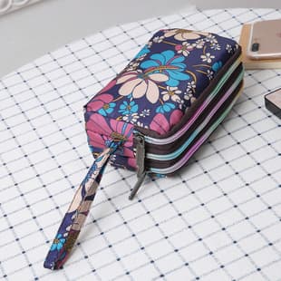 Women Clutch Canvas Three-Layer Long Wallet Ladies Handbag Large Capacity Key Coin Purse Casual Phone Bag