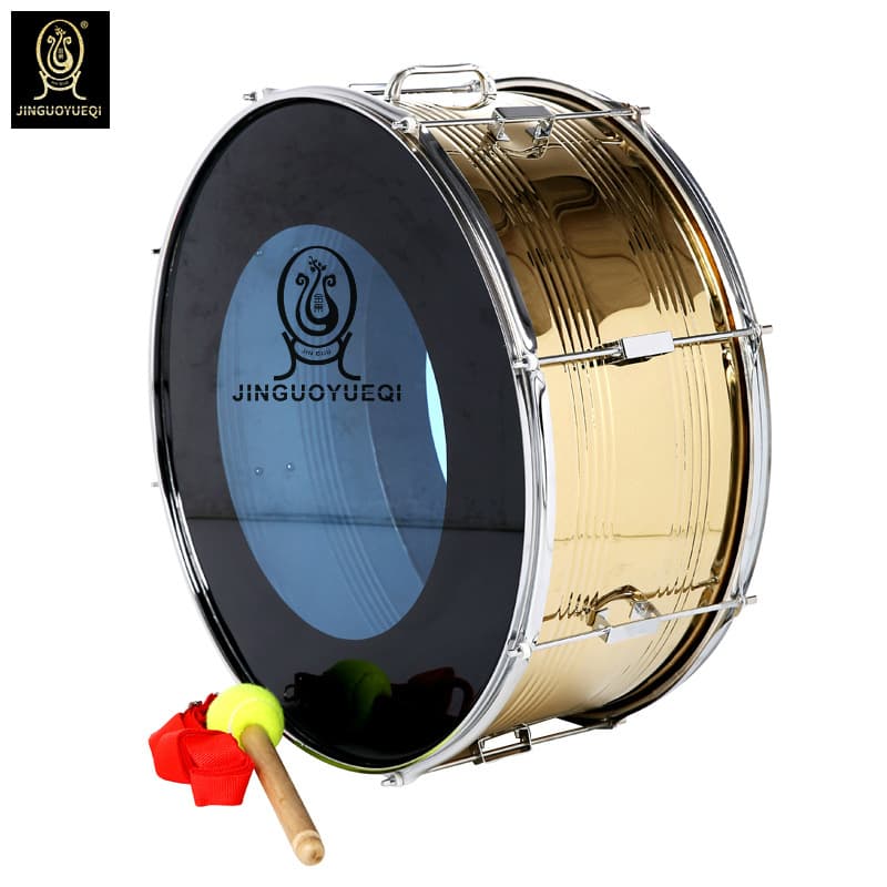 Golden Fruit Musical Instrument Stainless Steel Titanium Big Snare Drum 22 Inch Group Drum Snare Drum Musical Instrument Band Drum Musical Instrument Snare Drum