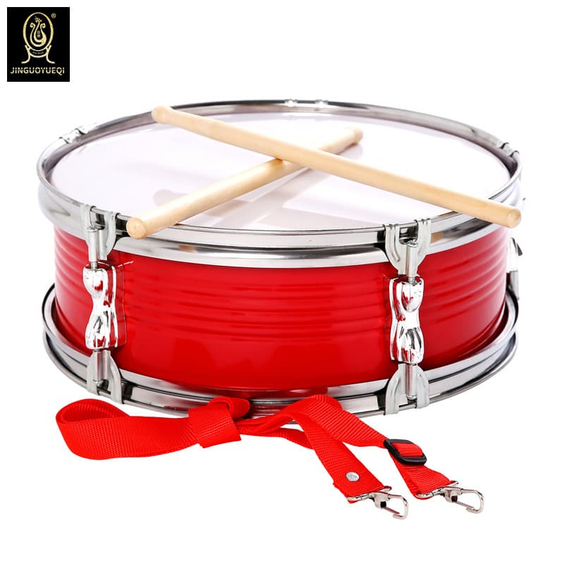 Golden Fruit Musical Instrument Red 13 Inch Stainless Steel Press Ring Snare Drum Team Drum Young Pioneers Drum Team Snare Drum Factory Outlet