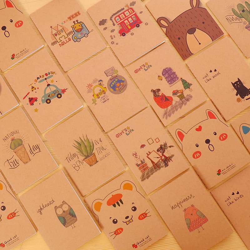 Vintage 64k Mini Pocket Notebook Kraft Paper Blank Inner Pages Stitched Book Student Gift Small Notepad Office Supplies