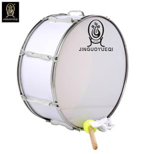 Jinguo Musical Instruments White 22 Inch Steel Pressure Ring Bass Drum Marching Band Drum Team Drum Young Pioneers Drum Western Drum
