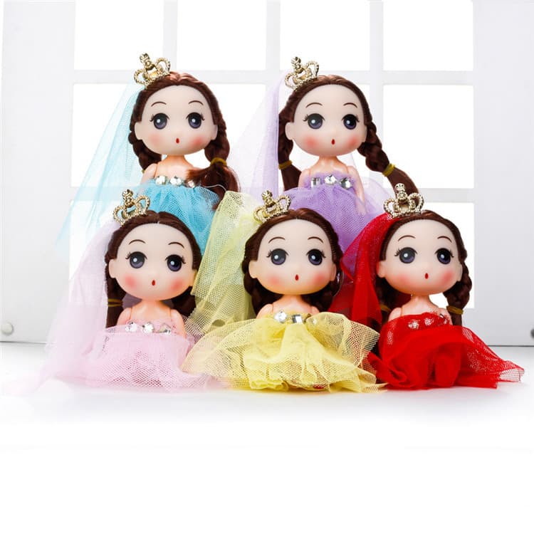 12cm Dream Barbie New Doll Keychain Wedding Crown Princess Enamel Toy New Year Small Gift for Girls