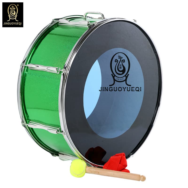 Jinguo Instruments Green Dual-Tone Bass Drum 22 Inch Marching Drum, Snare Drum, Musical Instrument Band Drum, Musical Instrument Snare Drum