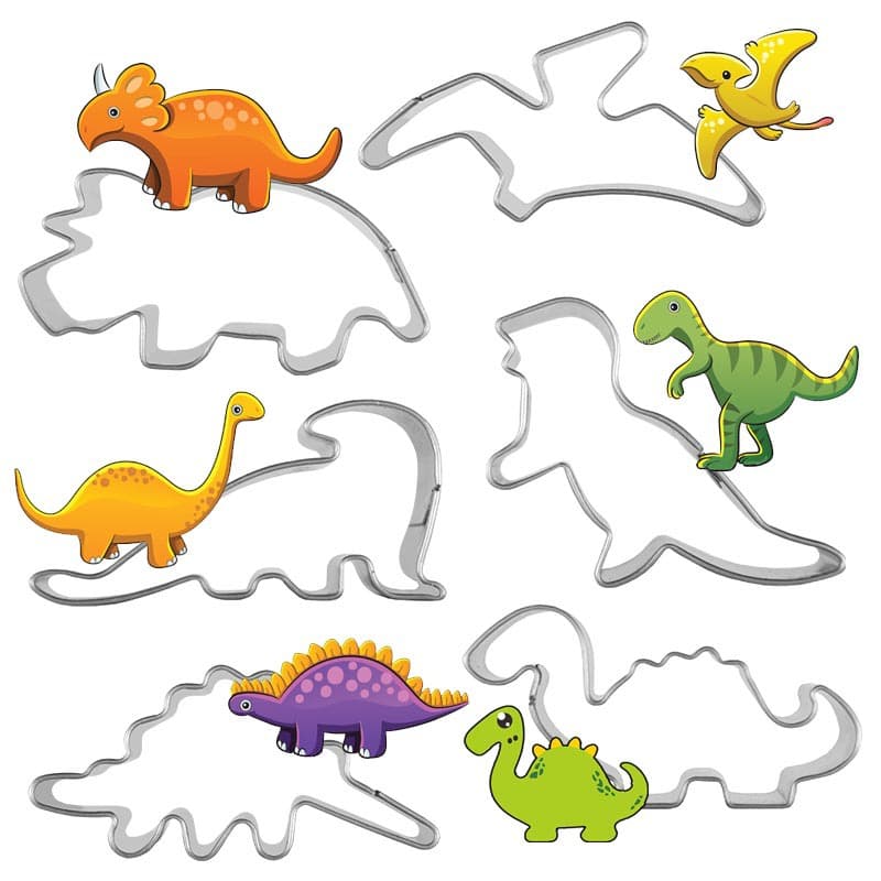 Baking Mold Dinosaur 6-Piece Cookie Cutter Set Dinosaur Cookie Tool Dough Press Mold Fruit Mold Vegetable Mold