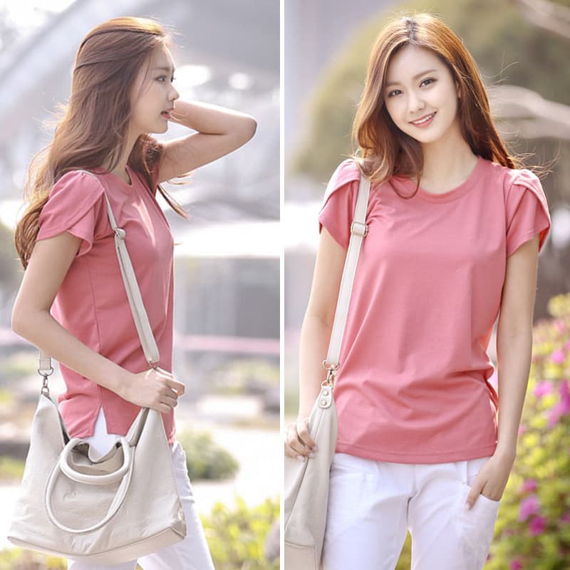 Loose Fit Round Neck Short Sleeve T-Shirt Women's Summer Fashion Plus Size Base Shirt Pure Color Korean Style Milk Silk Polyester Fiber