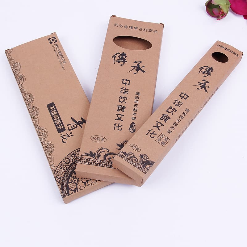 Premium Kraft Paper 10-Pair Wooden Chopstick Gift Box, Creative Gift Wing Wood Chopstick Box, Paper Box Wholesale