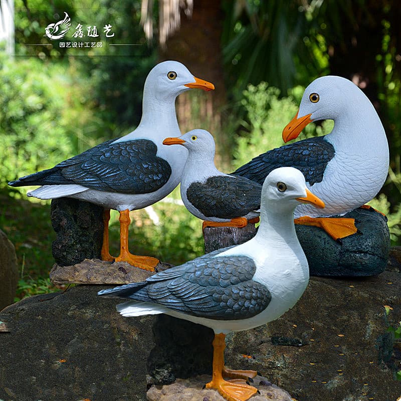 Cross-Border Supply Simulated Seagull Crafts Mediterranean Style Decorations Resin Ornaments Landscape Sculpture Sketch Bird