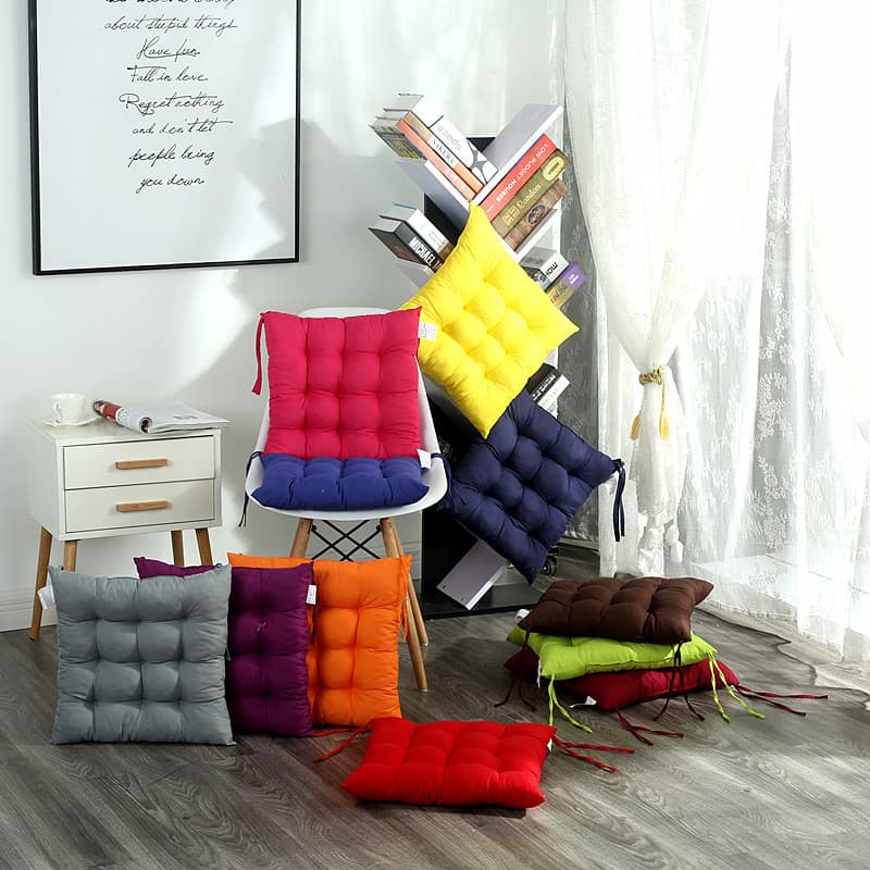 Thickened Solid Color Brushed Dining Chair Cushion Office Computer Chair Cushion Student Butt Tatami Seat