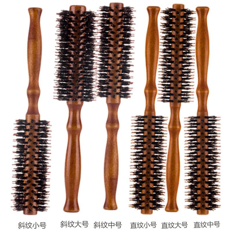 Boar bristle roller comb curly hair comb styling wooden hair comb roller comb straight diagonal blow bangs for styling hair tools