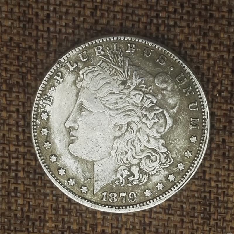 US 1879 Antique White Bronze Silver Dollar Foreign Coin Collectible Antique Currency Can Ring Diameter 38MM