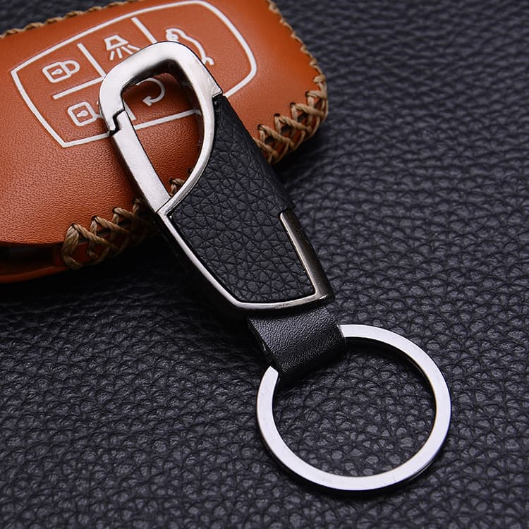 Creative Leather Keychain Car Key Holder Men's Gift Metal Keychain Pendant Office Culture Accessories