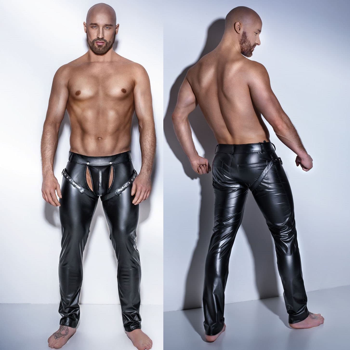 Sized European and American Men's Sexy Underwear Wholesale, Patent Leather Men's Tight Pants, Faux Leather Long Pants