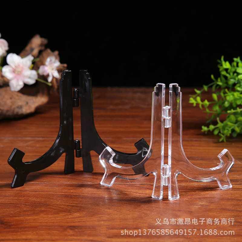 Transparent Acrylic-Like Plastic Display Stand Holder for Photo Frames, Plates, Medals, and Certificates