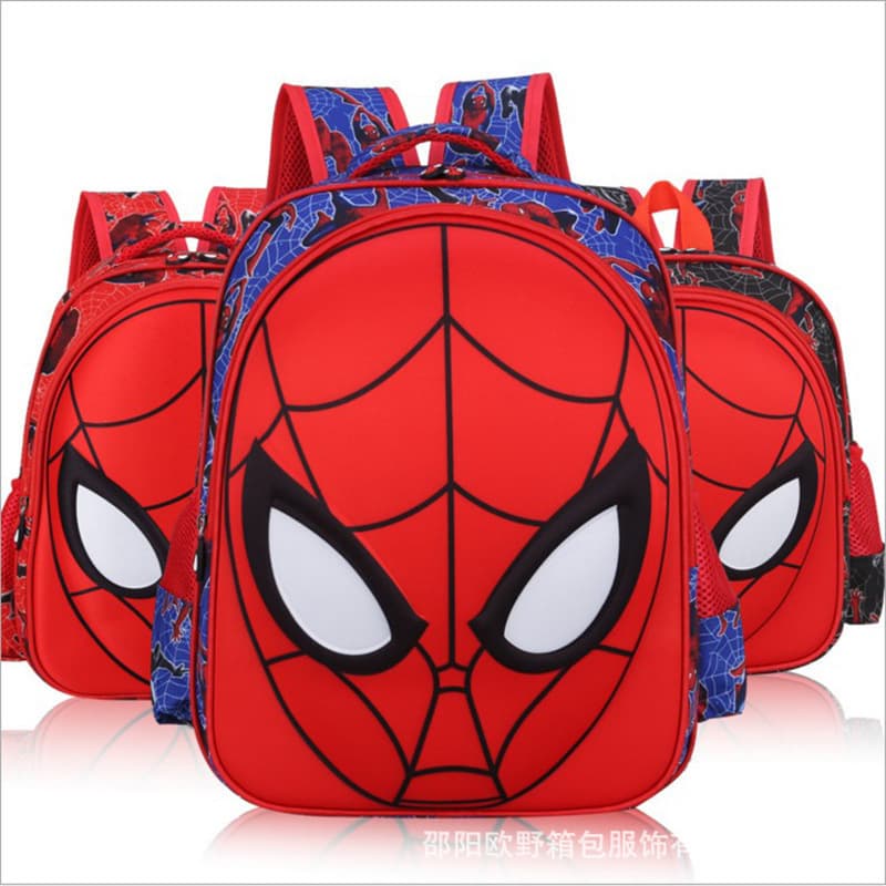 Primary School Backpack for Boys, Spider Face Design, Kindergarten Backpack for Grades 1-3-6, Cartoon Backpack 3D Style