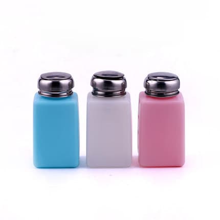 Factory direct press-type glass/plastic circuit board cleaner solvent bottle 200ML, white/blue/pink industrial alcohol bottle.