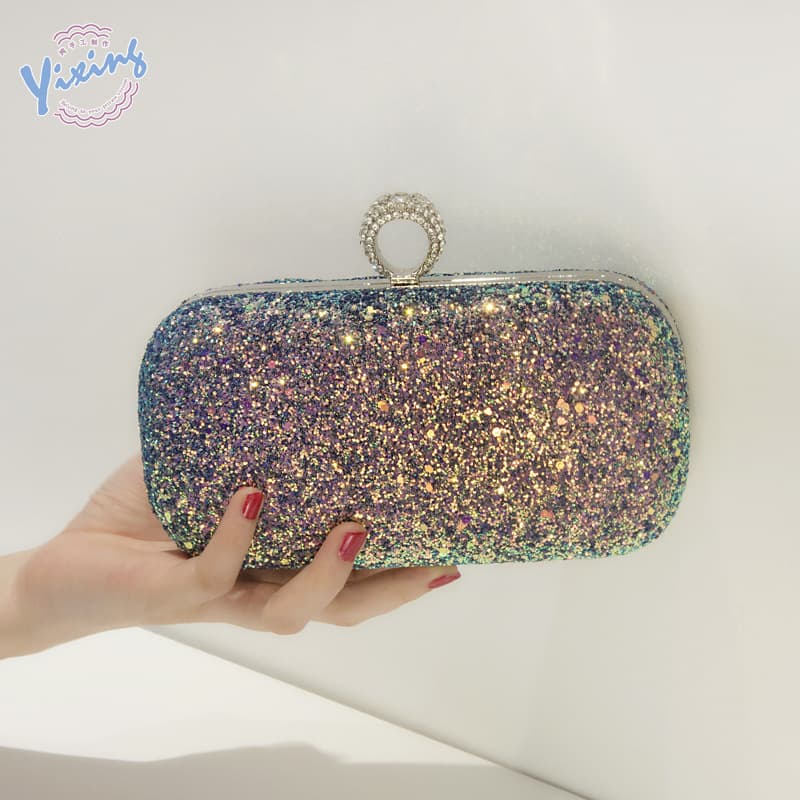 Creative Sequined Evening Bag Versatile Ring Clutch Bag Women's Party Banquet Bag Cross-Border Supply